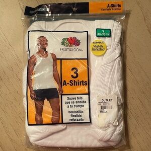 Fruit loom tank ribbed A shirts 3 packs new white small 34-36 Bloopers Imperfect